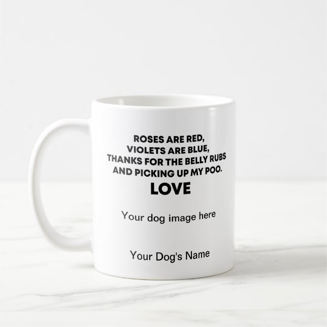 Mug ROSES SONT ROUGES, VIOLET SONT BLEUS, chien person (Gauche)