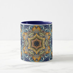Mug Rosette géométrique mandala Fractale rétro Hippie 