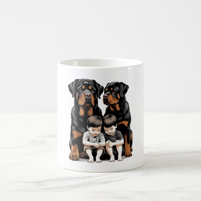 Mug Rottweiler as loyal guardians of kids (Centre)