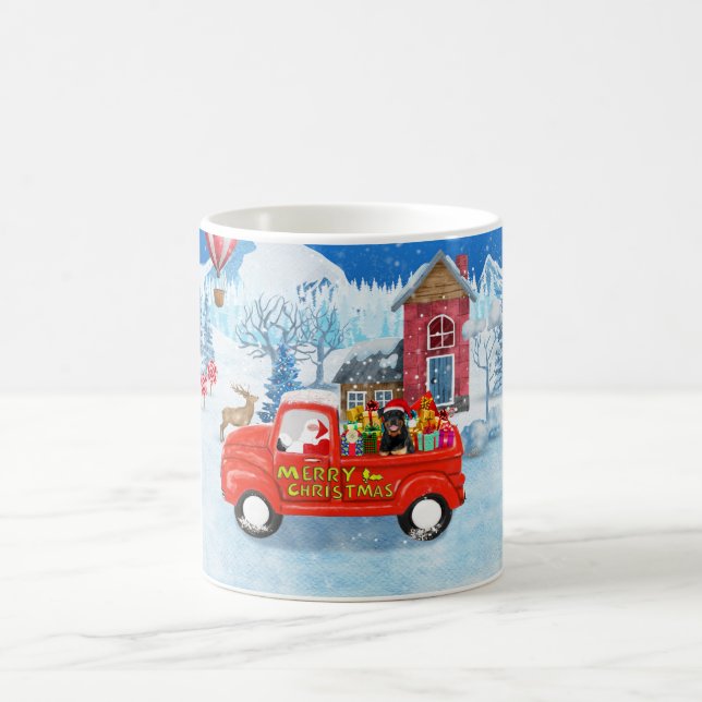 Mug Rottweiler Chien Livraison de Noël Camion Neige (Centre)