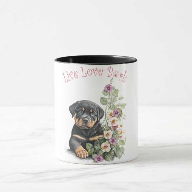 Mug Rottweiler Chien Maman Florale (Centre)