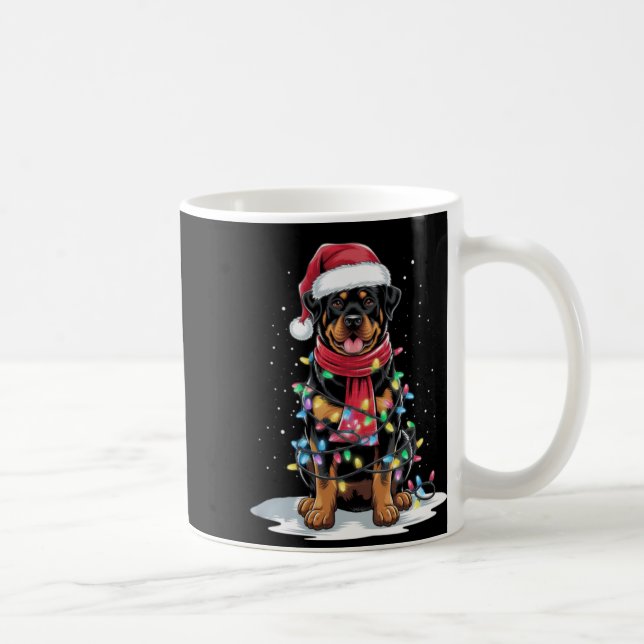 Mug Rottweiler Christmas Tree Santa Hat Lights Xmas Do (Droite)