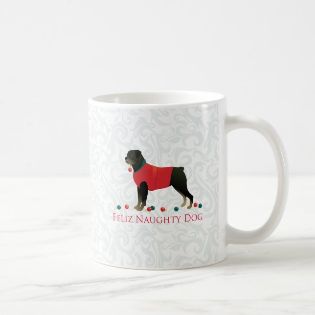 Mug Rottweiler Feliz Naughty Chien Design de Noël (Droite)