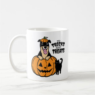 Mug Rottweiler Halloween Pas de bons mots juste traite