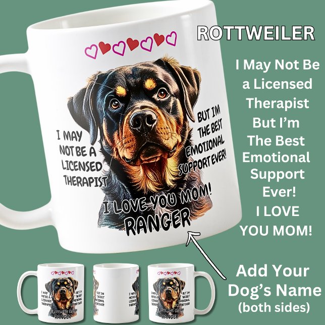 Mug Rottweiler Mug, Ajouter le nom du chien, peut modi (Créateur téléchargé)