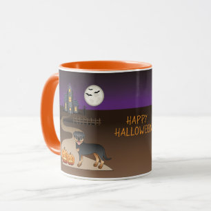 Mug Rottweiler noir et feu Halloween Maison Hantée