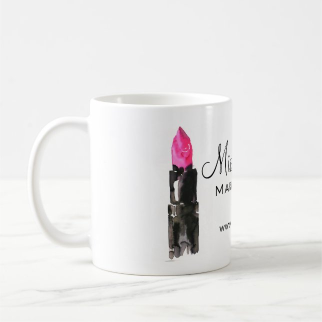 Mug Rouge à lèvres rose et noir chic maquillage (Gauche)