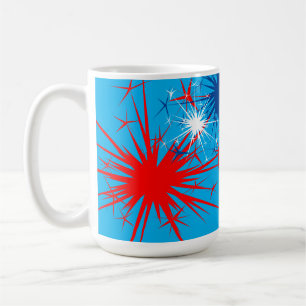 Mug Rouge Blanc Bleu Étincelles Patriotique Feu d'arti