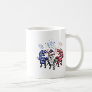 Mug Rouge Blanc Bleu T Rex Dinosaur Feu 4 juillet