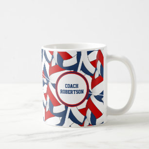 Mug rouge blanc bleu volleball équipe couleurs entraîn