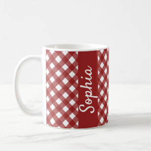 Mug Rouge blanc En vichy chèque effectué