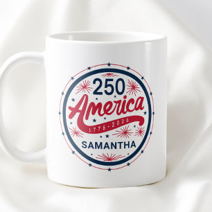 Mug Rouge Blanc et Bleu 250e anniversaire de l'Amériqu