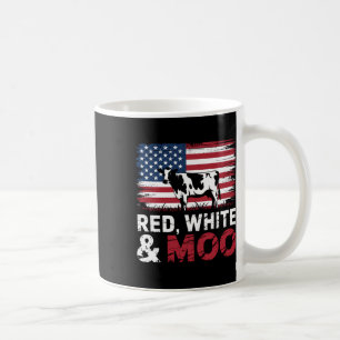 Mug Rouge Blanc Et Lune _ Patriotique Vache Drapeau Am