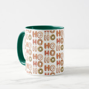 Mug Rouge Blanc Ho Ho Ho Gingerbread Cookie Noël