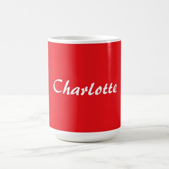 Mug Rouge blanc Script élégant minimaliste Nom moderne (Centre)