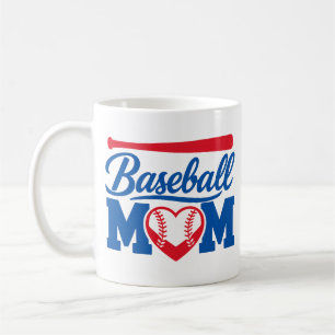 Mug Rouge Bleu Classique Baseball Maman Jour de Match