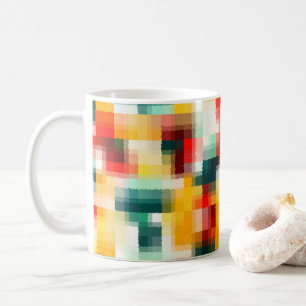 Mug Rouge bleu vert jaune blanc Motif Abstrait