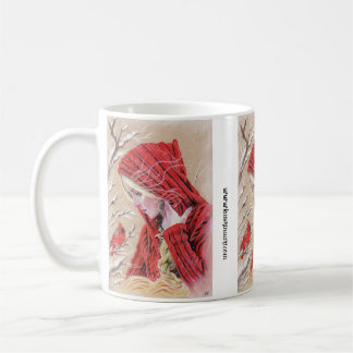 Mug rouge cardinal fille hiver Noël vacances