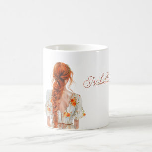 Mug Rouge Cheveux Tressés Robe Florale