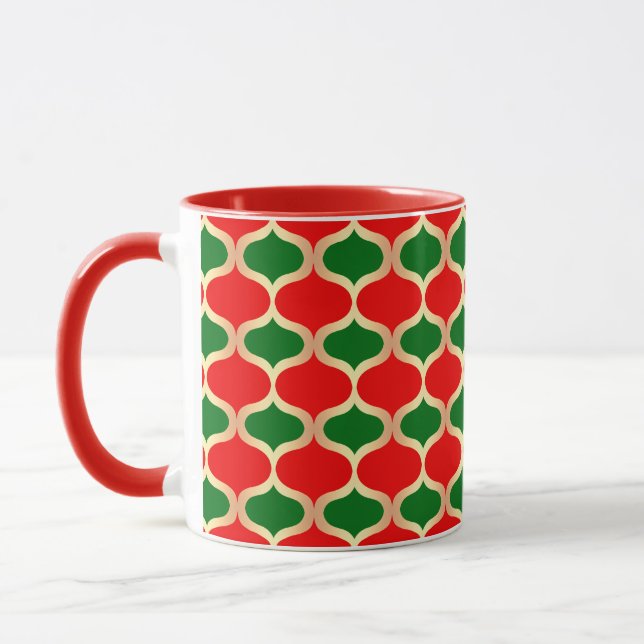 Mug Rouge classique vert et Motif d'oignon or Faux (Gauche)