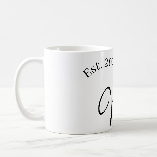 Mug Rouge cœur de femmelette année d'établissement fut (Gauche)