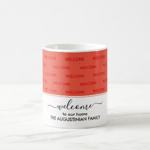 Mug Rouge Corail Élégant BIENVENUE CHEZ NOUS Invité