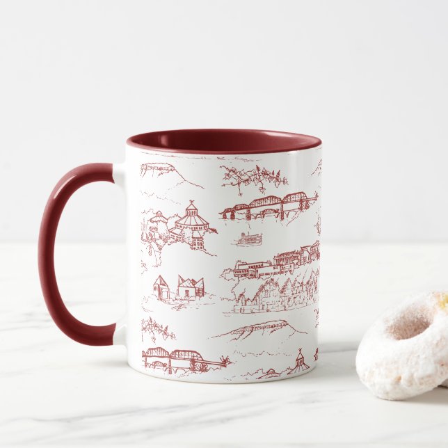 Mug Rouge et blanc de Chattanooga Toile (Avec donut)