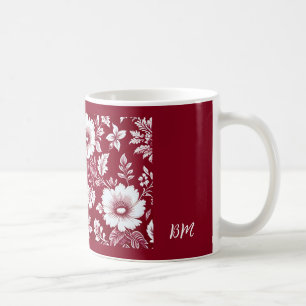 Mug rouge et blanc élégant vintage Floral