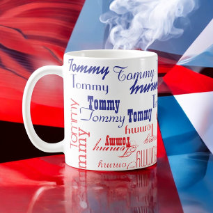 Mug Rouge et bleu, créez votre propre nom Motif