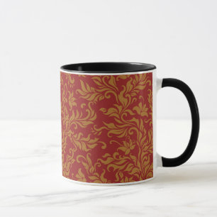 Mug Rouge et motif floral d'or