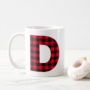 Mug Rouge et noir Buffalo Check Bold Lettre D Monogram