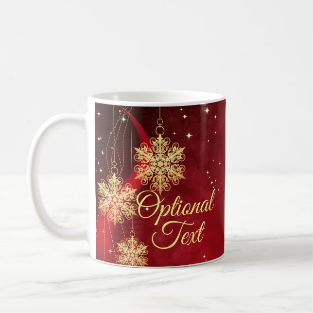 Mug Rouge et or Flambeau de neige Filige personnalisée (Gauche)
