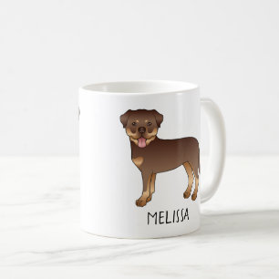 Mug Rouge Et Tan Rottweiler Cute Cartoon Chien Et Nom