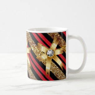 Mug Rouge Gold & Black Faux Parties scintillant Gold D