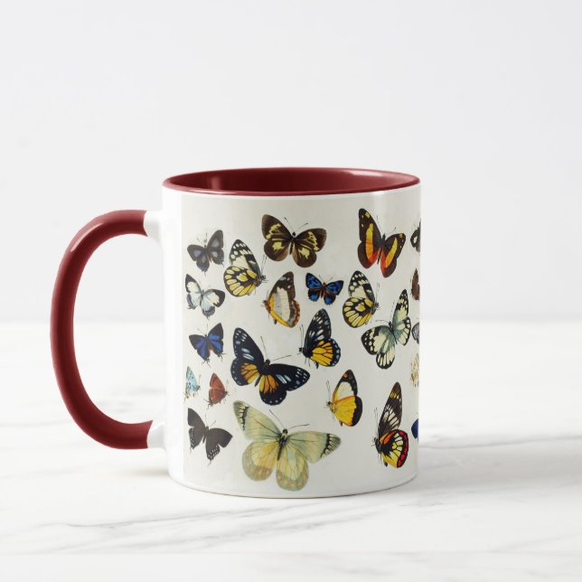 Mug ROUGE JAUNE BLEU BLANC BUTTERFLIES Beauté Nature (Gauche)