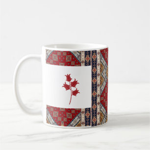 Mug rouge Motif oriental turc avec tulipes