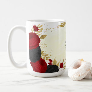 Mug rouge  noir et or floral mariage