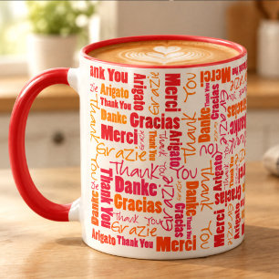 Mug Rouge Orange Merci Multilingue