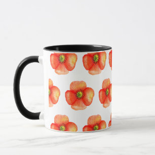 Mug Rouge Orange Pays Rose Fleur Aquarelle Design