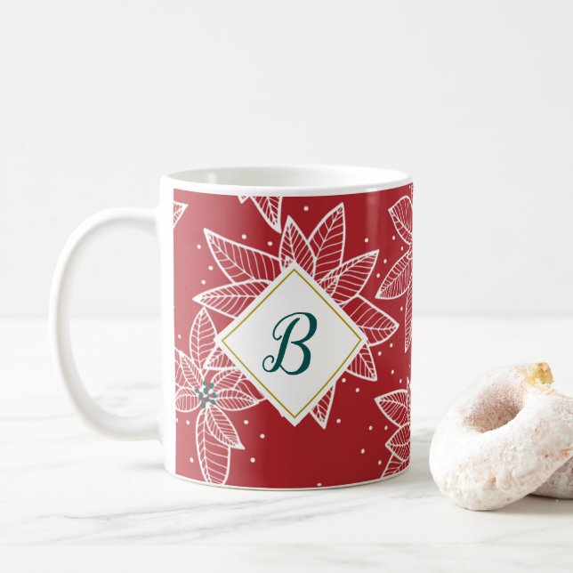 Mug Rouge Poinsettia première boue de Noël (Avec donut)