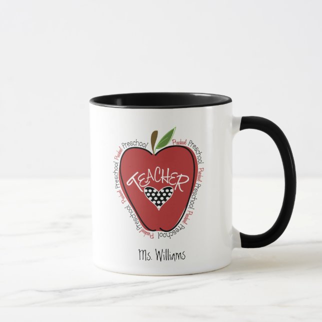 Mug Rouge préscolaire Apple de professeur (Droite)