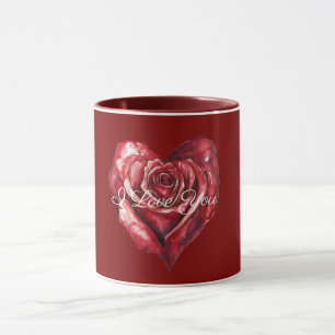 Mug Rouge Rose Romantique Amour du Coeur