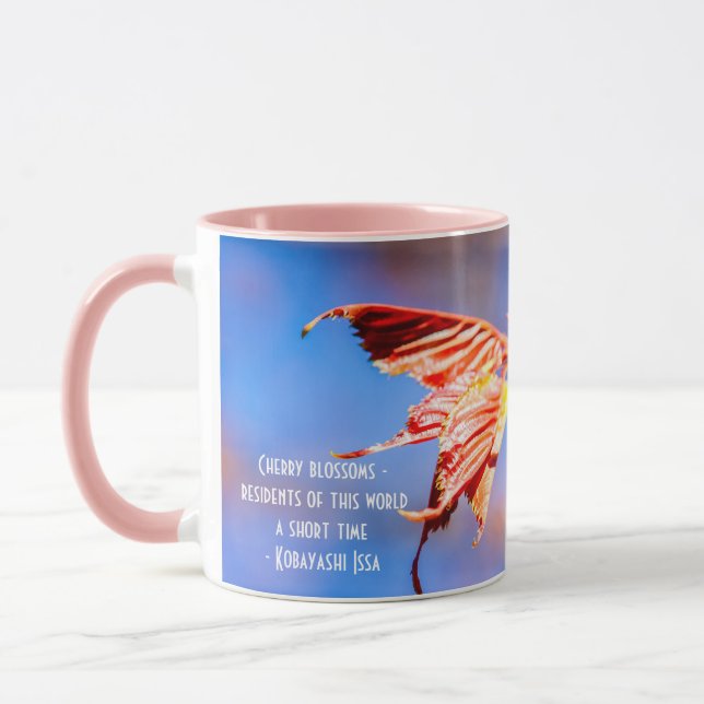 Mug Rouge Sakura bleu ciel (Gauche)