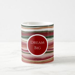 Mug Rouge Vert Blush Blanc Or Rayures