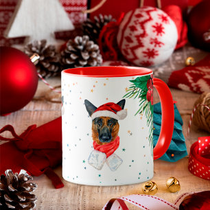 Mug Rouge Vert Mignon Propriétaire de Chien Berger All