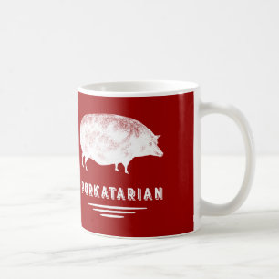 Mug Rouge vintage et blanc de porc de Porkatarian