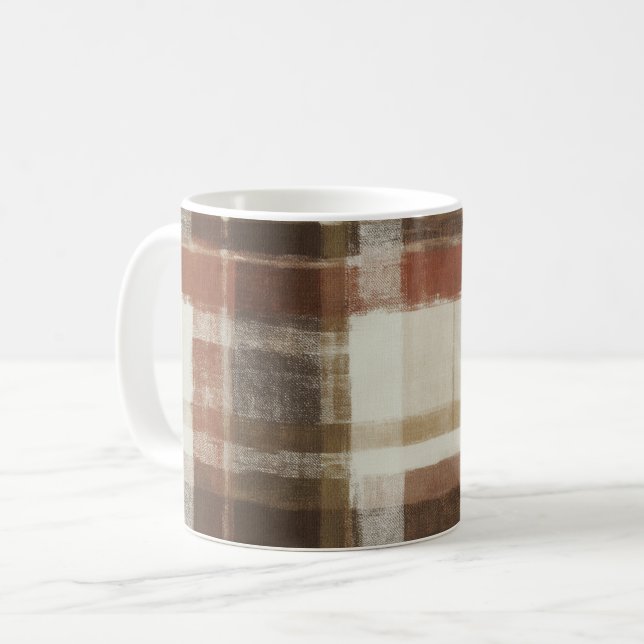 Mug Rouges Bruns Chauds Crème Rectangles Abstraits (Devant gauche)