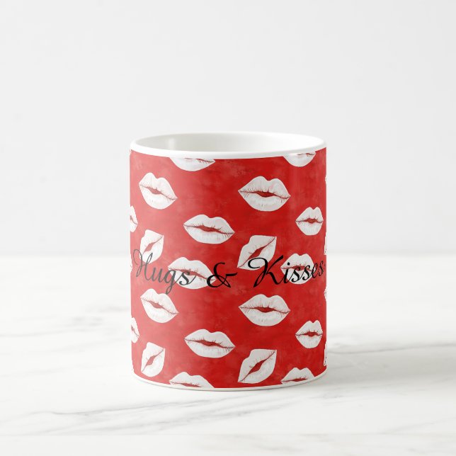 Mug Rouges Lèvres Blanches Baisers Saint-Valentin Amou (Centre)