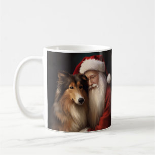 Mug Rough Collie Avec Noël Festif Du Père Noël