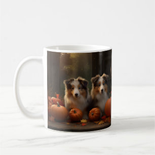 Mug Rough Collie Puppy Automne Citrouille de plaisir